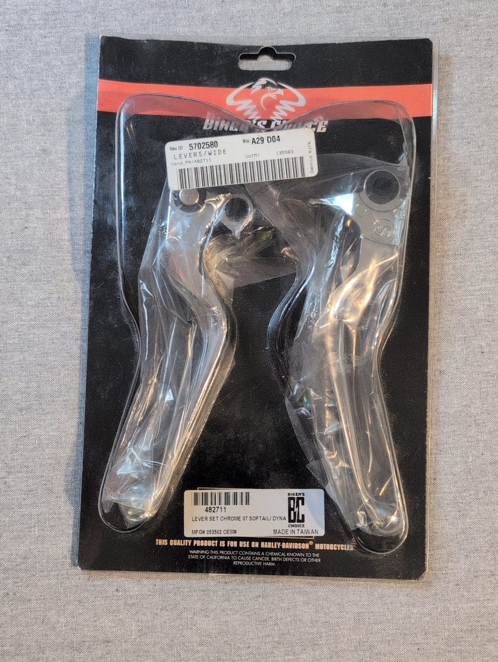 Chrome Brake and Clutch Lever Set for Harley-Style Motorcycles - Chrome Unopened